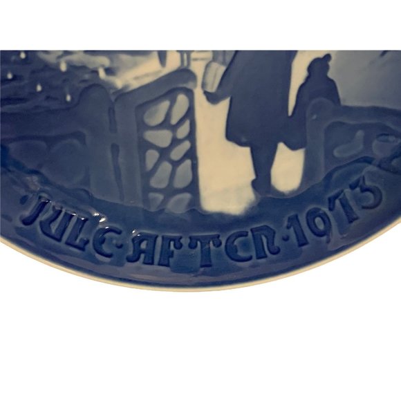 B&G Copenhagen 1973 Christmas Plate Country Christmas Denmark 7" Blue White - Picture 2 of 7